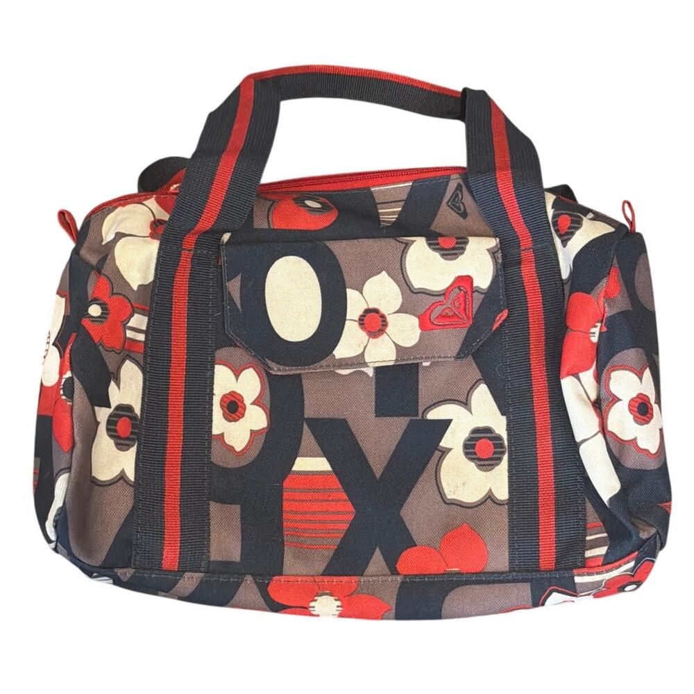 Vintage Y2K Roxy Flower Power Mini Duffle Bag Surf Skater Mod Barrel Purse